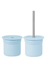 ®   Pipetli Silikon Bardak Seti Mineral Blue / Powder Grey