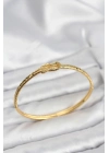 ® Pirinç Gold Renk Düğüm Model Kadın Kelepçe Bileklik