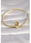 ® Pirinç Gold Renk İşleme Detay Charm Model Kadın Bileklik