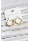 ® Pirinç Gold Renk Küçük Tırtıklı Halka Model Kadın Küpe