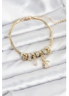 ® Pirinç Gold Renk Tinkerbell Charmlı Kadın Bileklik