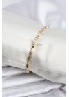 ® Pirinç Gold Renk VIP Seri İnce Kemik Model Zirkon Taşlı Kadın Bileklik