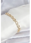 ® Pirinç Gold Renk VIP Seri Zincir Model Zirkon Taşlı Kadın Bileklik