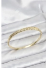 ® Pirinç Gold Renk Zirkon Taşlı Model Kadın Kelepçe Bileklik