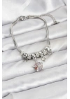® Pirinç Gümüş Renk Renkli Yıldız Charmlı Kadın Bileklik