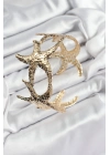 ® Pirinç Sıralı Deniz Yıldızı Model Gold Renk Kadın Pazu Bileklik