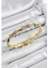 ® Pirinç Zirkon Taşlı Kemik Model Gold Renk Vip Kadın Bileklik