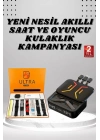 ® Powerbank Kulaklık ve 7 Kordonlu Akıllı Saat Çoklu Şarj Girişi Bluetooth Bağlantılı