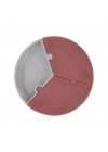 Puzzle Vakum Tabanlı Silikon Tabak Velvet Rose / Powder Grey
