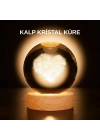 ® Romantik Kalpli Kristal Cam Küre USB’li Işıklı Dekoratif Obje