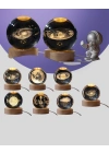 ® Samanyolu Desenli Kristal Küre Ahşap Standlı Gün Işığı LED Masa Lambası