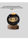 ® Satürn Desenli Kristal Küre LED Gece Lambası Ahşap Standlı