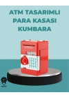 Şifreli Kırmızı ATM Tasarımlı Çelik Kasa Görünümlü Kumbara