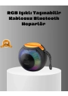 ® Taşınabilir Bluetooth Hoparlör – RGB Işıklı, Güçlü Bas ve 8 Saat Pil Ömrü