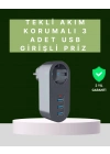 ® Termal Akım Korumalı 3 USBli Güvenli Priz – Akıllı Akım Dengeleme