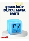 ® Termometre ve Takvim Özellikli 7 Renk Değiştiren Küp Alarm Saati