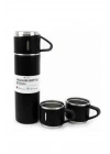 ® Termos Paslanmaz Çelik Termos Siyah Renk 3 Bardaklı Termos Seti