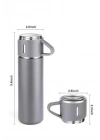 ® Termos Seti Paslanmaz Çelik 3 Bardaklı Vakumlu Termos Set 500 Ml 12 Saate Kadar Isı Koruma
