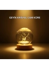 ® USB Bağlantılı Geyik Temalı Kristal Küre Premium Masa Gece Lambası