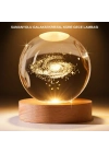 ® USB Bağlantılı Samanyolu Galaksi Küre Ahşap Standlı 3D Işıklı Dekor Lambası