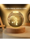 ® USB LED 3D Küçük Prens Kristal Küre Ahşap Standlı Gece Lambası
