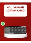 ® USB Type-C Destekli 10’lu Grup Priz Termal Korumalı 2m Kablo 2500W