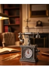 ® Vintage Telefon Tasarımlı Masa Saati ve Çalar Saat Dekoratif Model