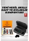 ® Yeni Nesil Akıllı Saat ve Bluetooth Kulaklık Kampanyası Dokunmatik Kare 7 Kordonlu