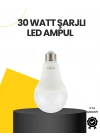 Yüksek Işık Güçlü Şarjlı LED Ampul E27 30W Enerji Tasarruflu
