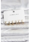 ® Zirkon Taşlı Gold Renk Pirinç Kadın Küpe Seti