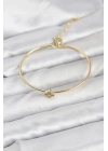 ® Zirkon Taşlı Yonca Model Gold Renk Kadın Bileklik