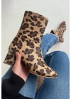 Birta Leopar Cilt Streç Topuklu Bot