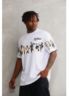Bisiklet Yaka Baskılı Oversize T-Shirt - Beyaz -