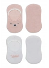 Bistyle 2Li Babet Cute Face Penye Çorap 30103 Pembe-Beyaz