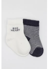 Bistyle 2Li Big Heart Penye Soket Çorap 10117 Antrasit