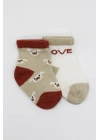 Bistyle 2Li Love Dog Penye Soket Çorap 10118 Bej