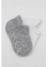 Bistyle 2Li Sneakers Kaymaz Basic Penye Çorap BS20103 Gri Beyaz