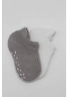 Bistyle 2Li Sneakers Kaymaz Colours Penye Çorap BS20104 Gri Beyaz