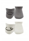 Bistyle 2Li Sneakers Smile Penye Çorap BS20106 Gri Ekru