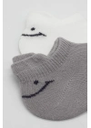 Bistyle 2Li Sneakers Smile Penye Çorap BS20106 Gri Ekru