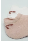 Bistyle 2Li Sneakers Smile Penye Çorap BS20106 Pembe Ekru