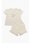 Bistyle 2li Takım Şortlu Müslin Daisy Flowers 14131 Somon