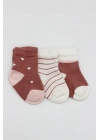 Bistyle 3Lü Penye Kız Soket Çorap BS10112 Pudra