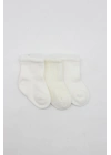 Bistyle 3lü Penye Soket Çorap 10132 Ekru