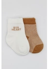 Bistyle Big Heart Penye Soket Çorap 2Li BS10117 Hardal