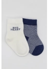Bistyle Big Heart Penye Soket Çorap 2Li BS10117 Lacivert