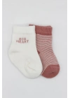 Bistyle Big Heart Penye Soket Çorap 2Li BS10117 Pudra