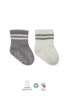 Bistyle Çemberli Kaymaz Soket Çorap 2Li BS10125 Gri Ekru