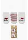 Bistyle Mom Dad 3Lü Penye Soket Çorap 10123 Ekru