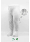 Bistyle Tekli Ekose Kabartma Penye Külotlu Çorap BS50105 Beyaz